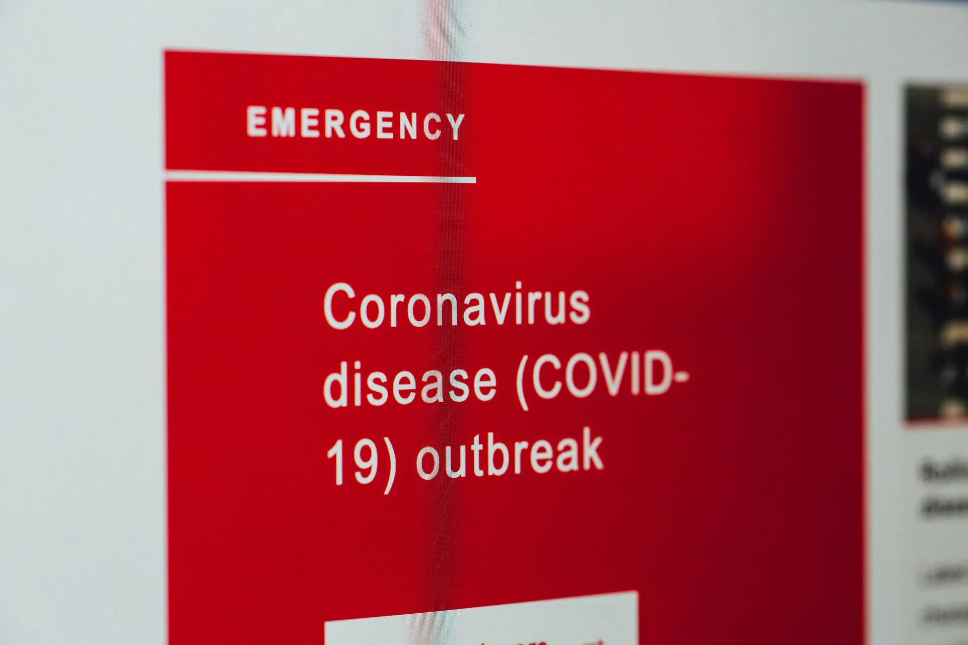 Emergency sign for Coronavirus disease outbreak.